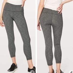 Lululemon Wunder Under HR 7/8 Leggings 26” Color Heathered Black Size 2 EUC